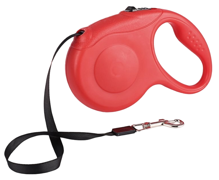 

Рулетка для собак Retractable Dog Leash с механическим блокиратором длины, красный, 3 м