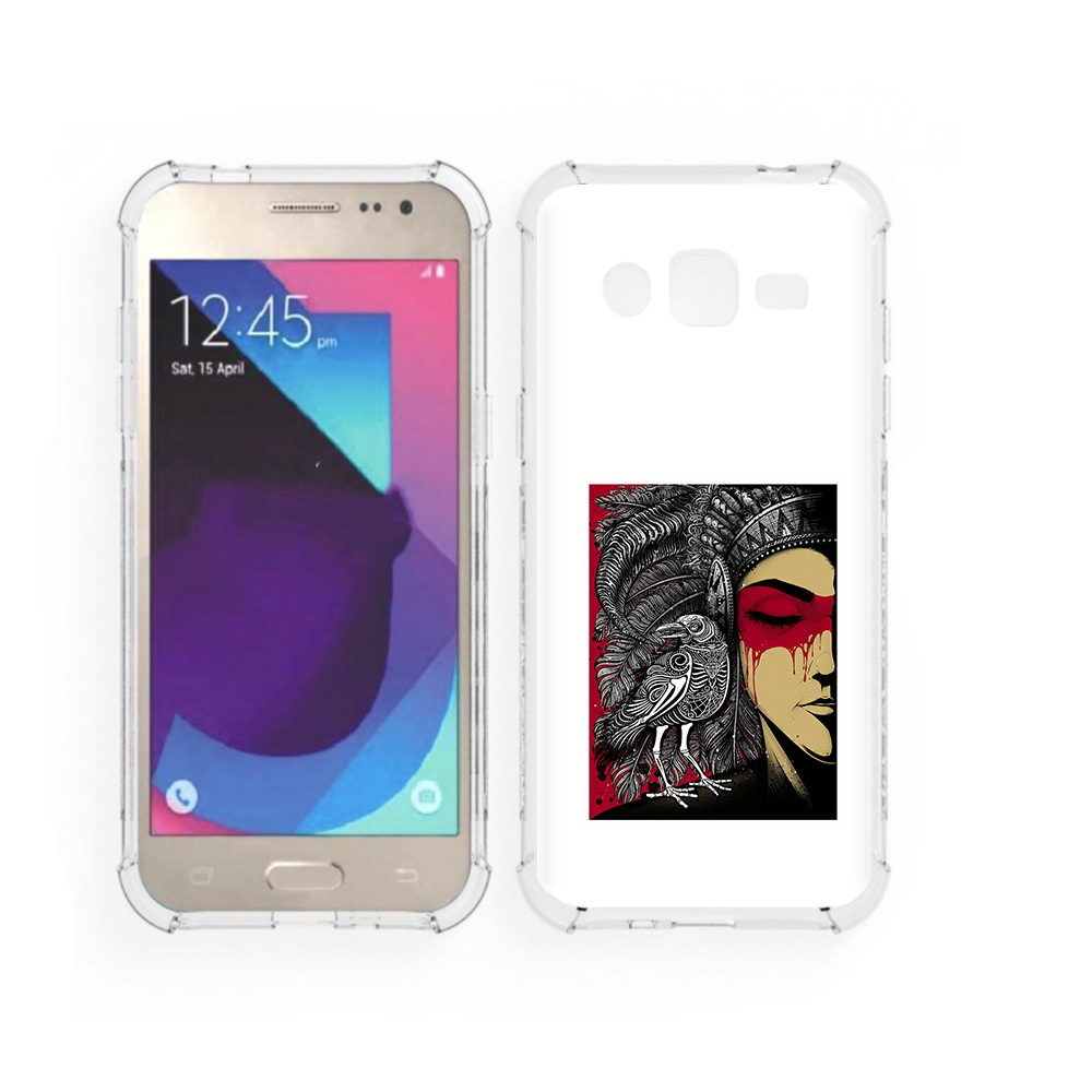 

Чехол MyPads Tocco для Samsung Galaxy J2 девушка с вороном в абстракции (PT226924.572.311), Прозрачный, Tocco