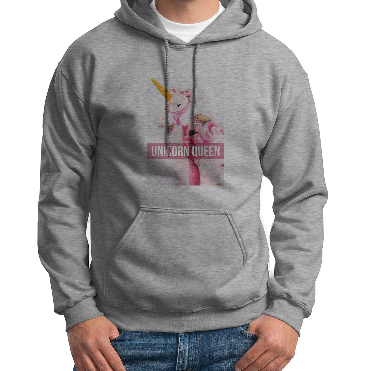 

Худи унисекс CoolPodarok Unicorn queen Королева Единорогов серое 54 RU, 54S01541
