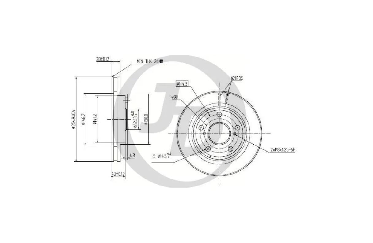 

Тормозный колодки JUST DRIVE передний 255x28 мм 5 отверстий JBD0034