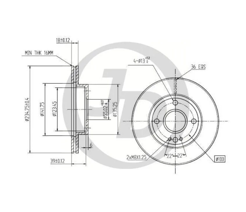 

Тормозный колодки JUST DRIVE передний 235x18 мм 4 отверстия JBD0064