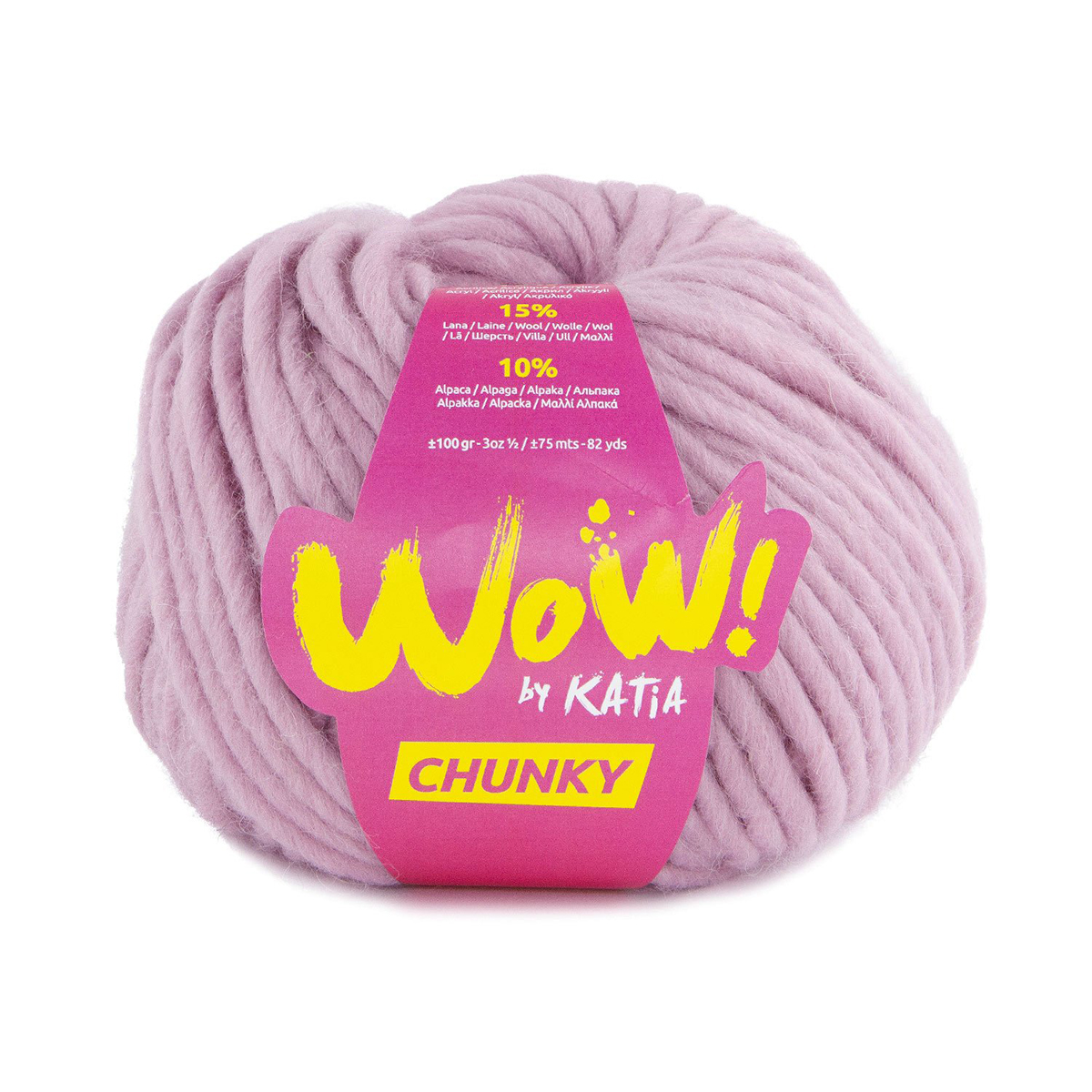 

Пряжа для вязания Wow-Chunky by Katia, цвет 57, сиреневый, Wow-Chunky