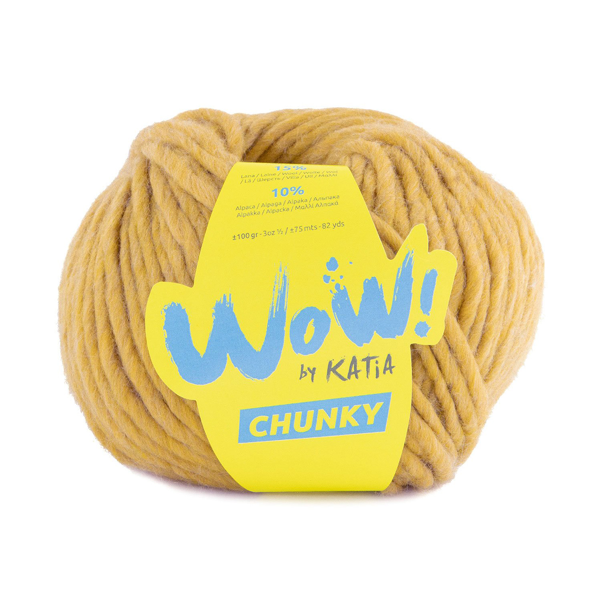 

Пряжа для вязания Wow-Chunky by Katia, цвет 63, горчичный, Wow-Chunky