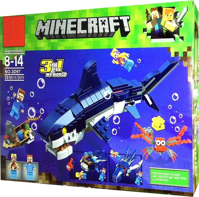

Конструктор JLB Майнкрафт "Гигантская акула", 3D97, 351 деталь