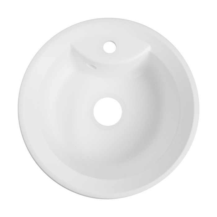 Мойка для кухни из камня ZEIN 1/Q1, d = 480 мм, круглая, перелив, цвет белый лед