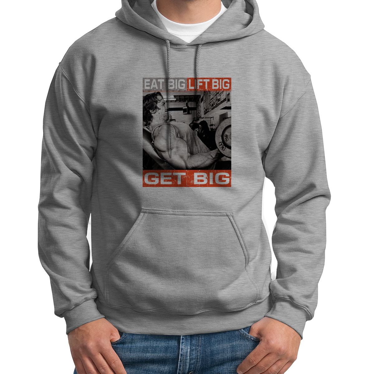 

Худи унисекс CoolPodarok Eat big lift big get big серое 54 RU, Серый, 4S015526