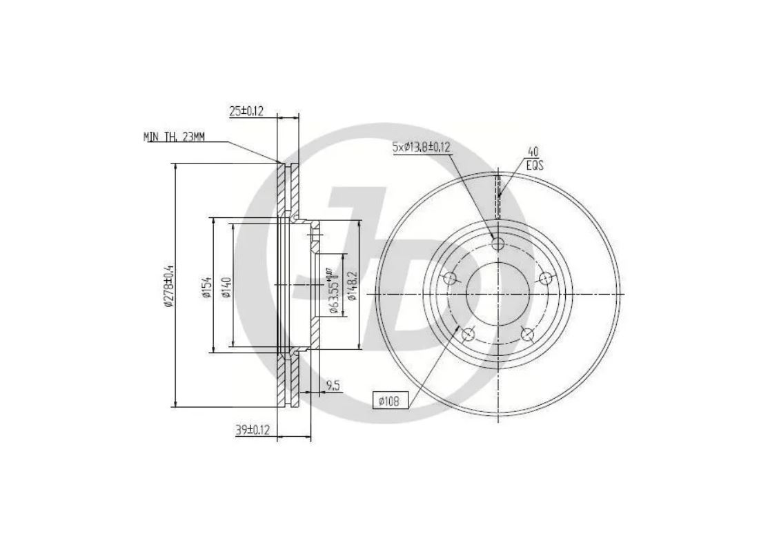 

Тормозный колодки JUST DRIVE передний 278x25 мм 5 отверстий JBD0015