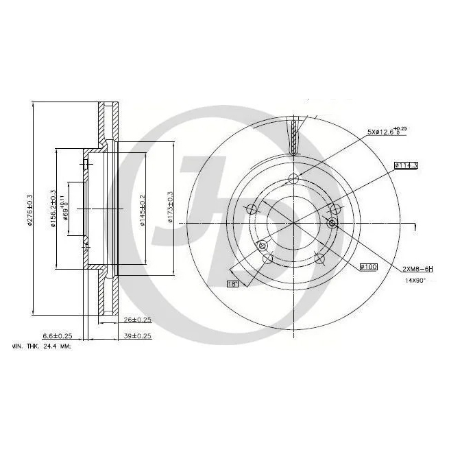 JUST DRIVE Диск тормозной передний DF7252 (275,9x26) 5 отв