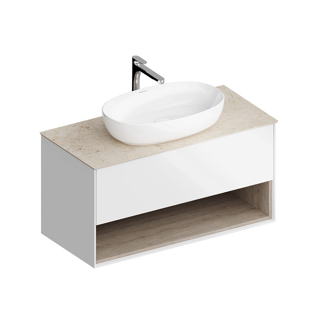 фото Plb.m.100.1/wht тумба plaza modern подвесная 100 белый 1 ящик + полка цена за 1 шт. kerama marazzi