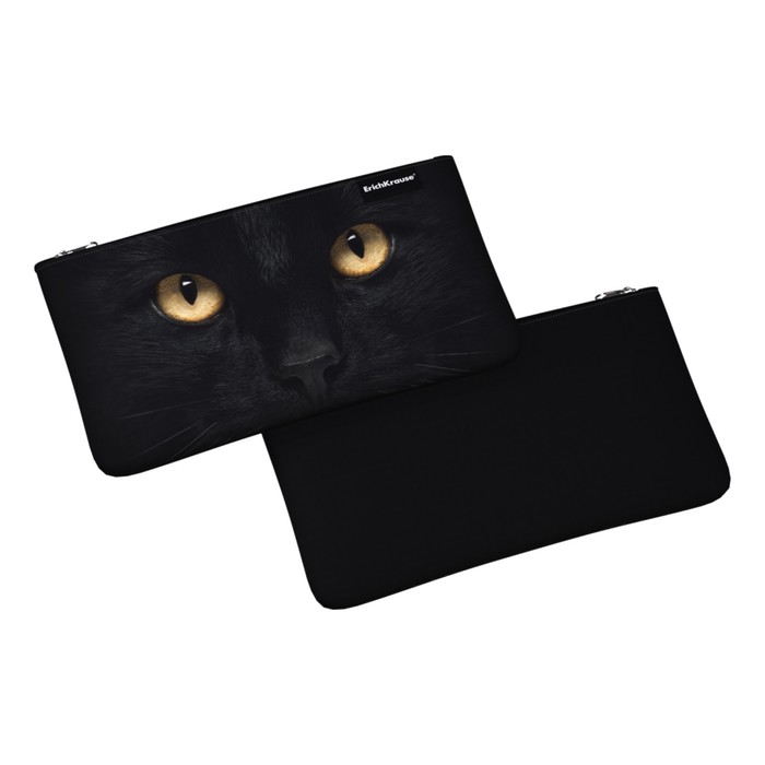 

Пенал мягкий, 1 отделение, плоский, 120 х 220 мм, Erich Krause, Black Cat, 57203, Черный