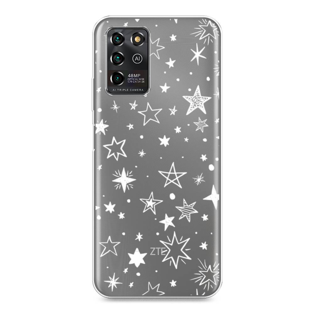 фото Силиконовый чехол "звездочки графика белая" на zte blade v30 vita awog