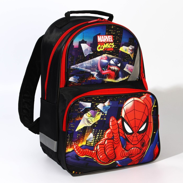 Рюкзак школьный эргоно.спинка Т 37x26x13 Человек-паук, темно-синий, Человек-паук