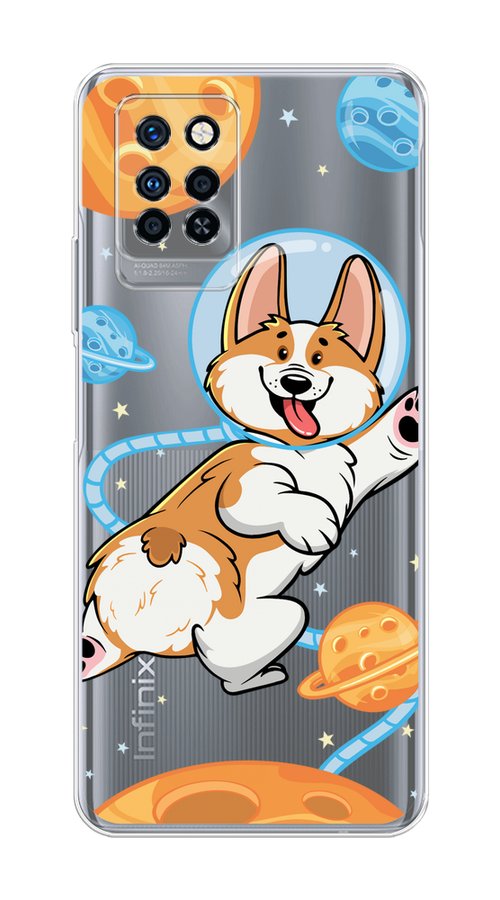 

Чехол на Infinix Note 10 Pro "Корги-космонавт", Голубой;бежевый;белый, 3100150-1