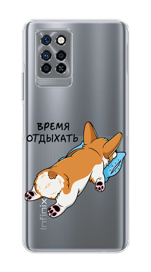 

Чехол на Infinix Note 10 Pro "Корги отдыхает", Черный;коричневый;голубой, 3100150-1