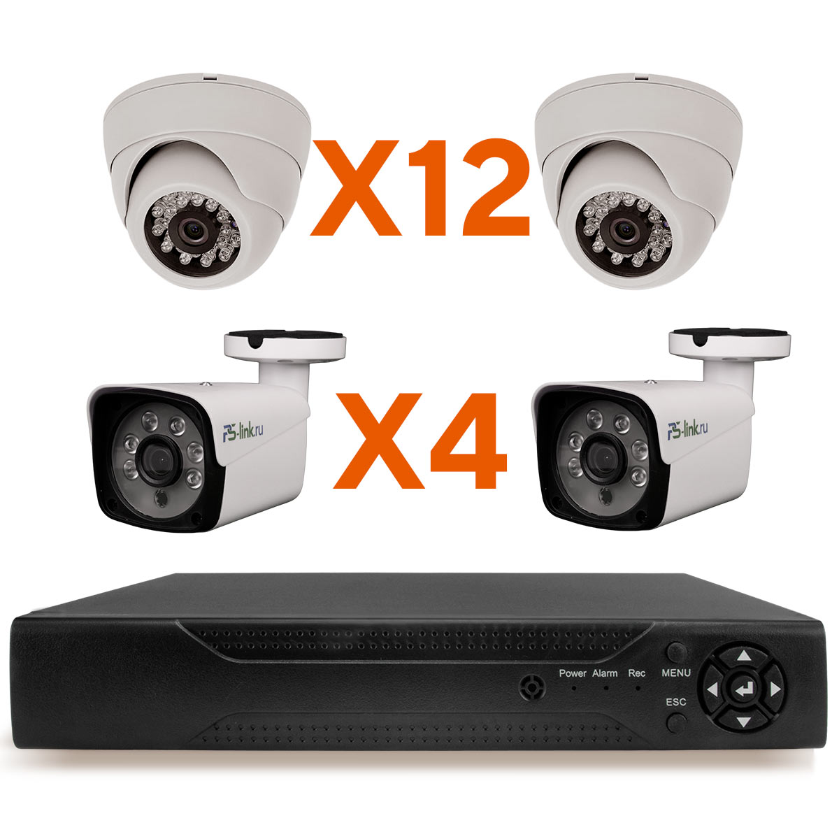 Комплект видеонаблюдения AHD Ps-Link KIT-B2124HD 16 камер 2Мп внутренние и уличные комплект видеонаблюдения smart link sl 5m5n8b h на 8 уличных 5мп камер жесткий диск