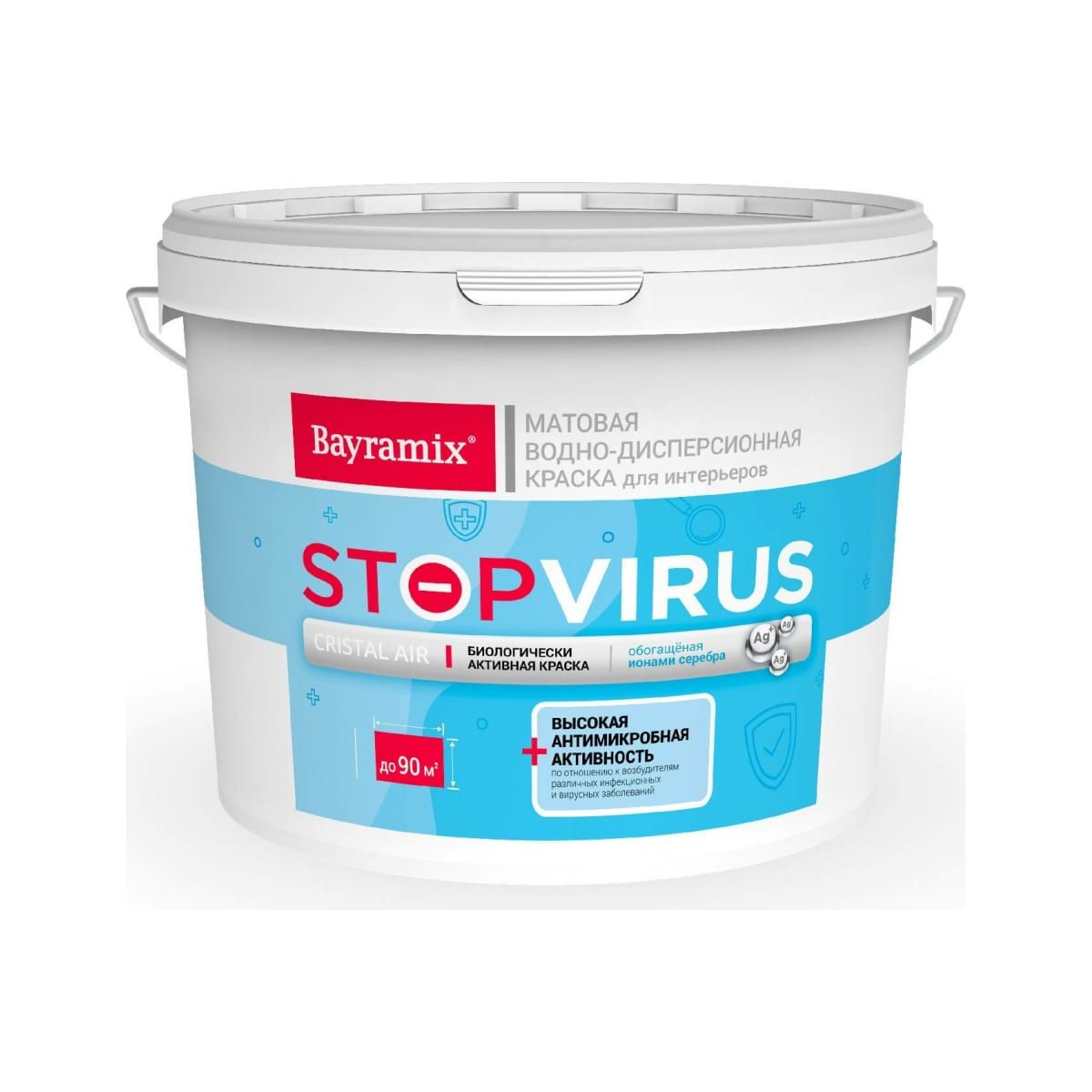 Краска для стен Bayramix Cristal Air Stopvirus база A, 9 л