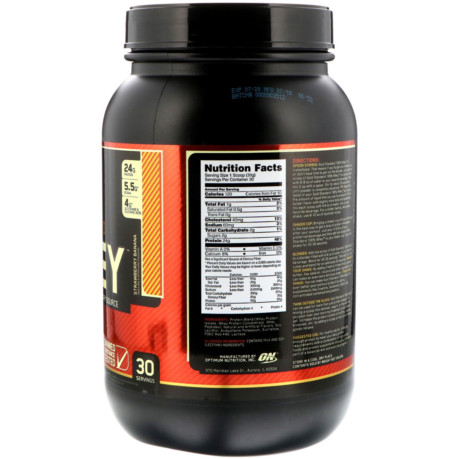 фото Протеин optimum nutrition 100% whey gold standard, 2270 г, strawberry banana