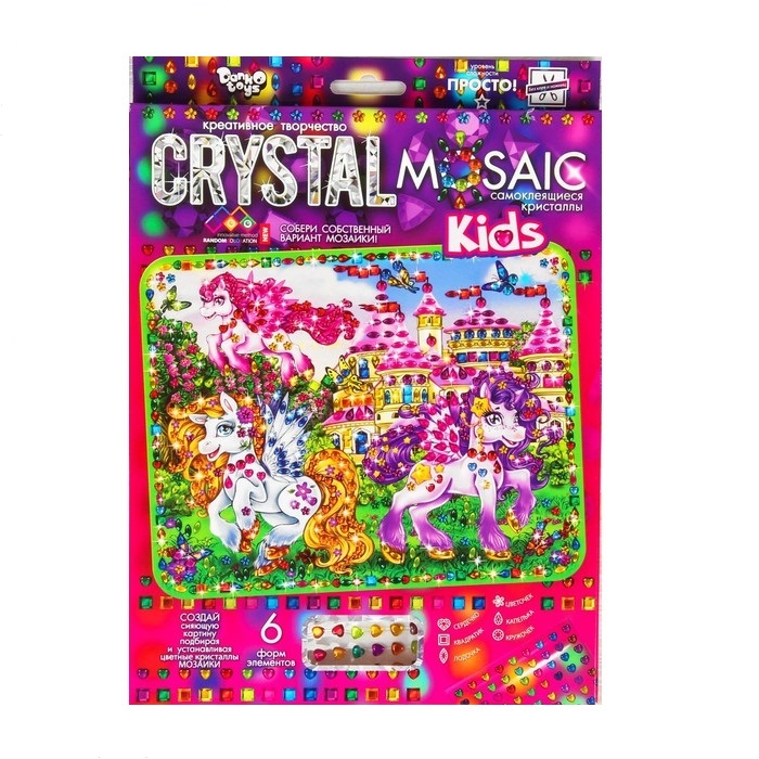 фото Набор для создания мозаики danko toys crystal mosaic пони на темном фоне