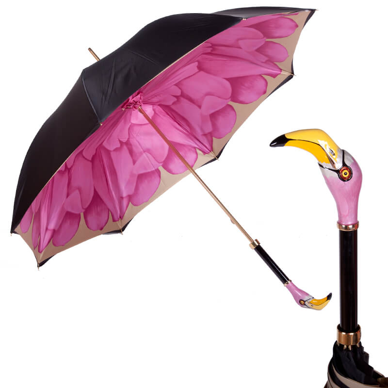 Зонт-трость женский механический Pasotti Nero Georgin Rosa Flamingo rosa