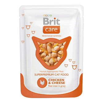 фото Влажный корм для кошек brit care chicken & cheese, с курицей и сыром, 80г