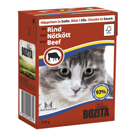 фото Консервы для кошек bozita feline chunks in sauce, с говядиной в соусе, 370г