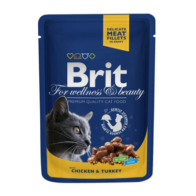 фото Влажный корм для кошек brit premium chicken & turkey, c курицей и индейкой, 100г