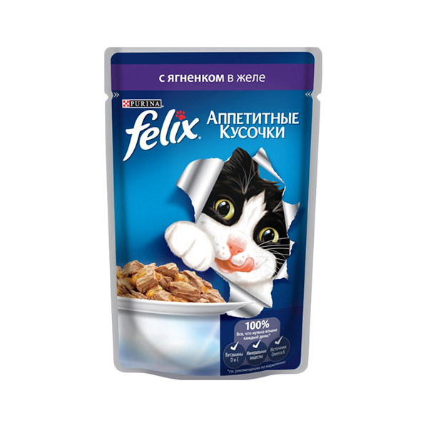 фото Влажный корм для кошек felix sensation, ягненок, 85г