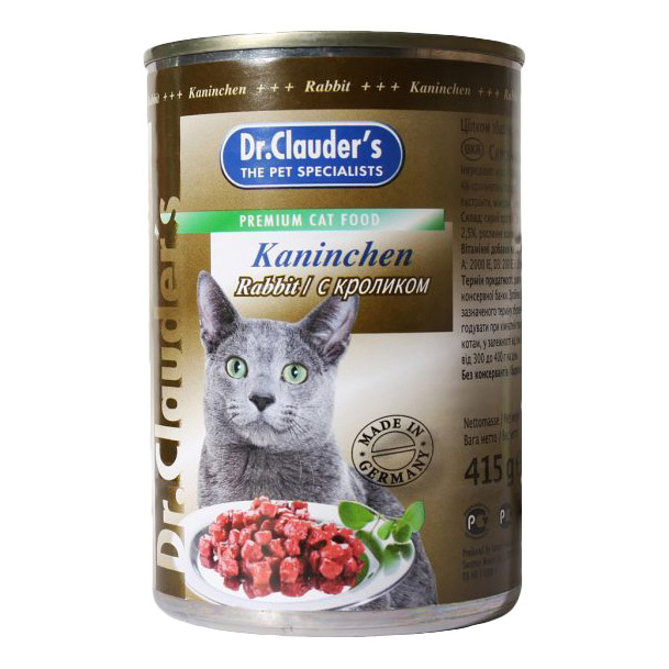 Консервы для кошек Dr.Clauder's, с кроликом в соусе, 415г