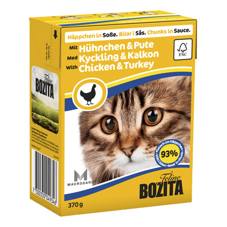 фото Консервы для кошек bozita feline chunks in sauce, с индейкой и курицей в соусе, 370г