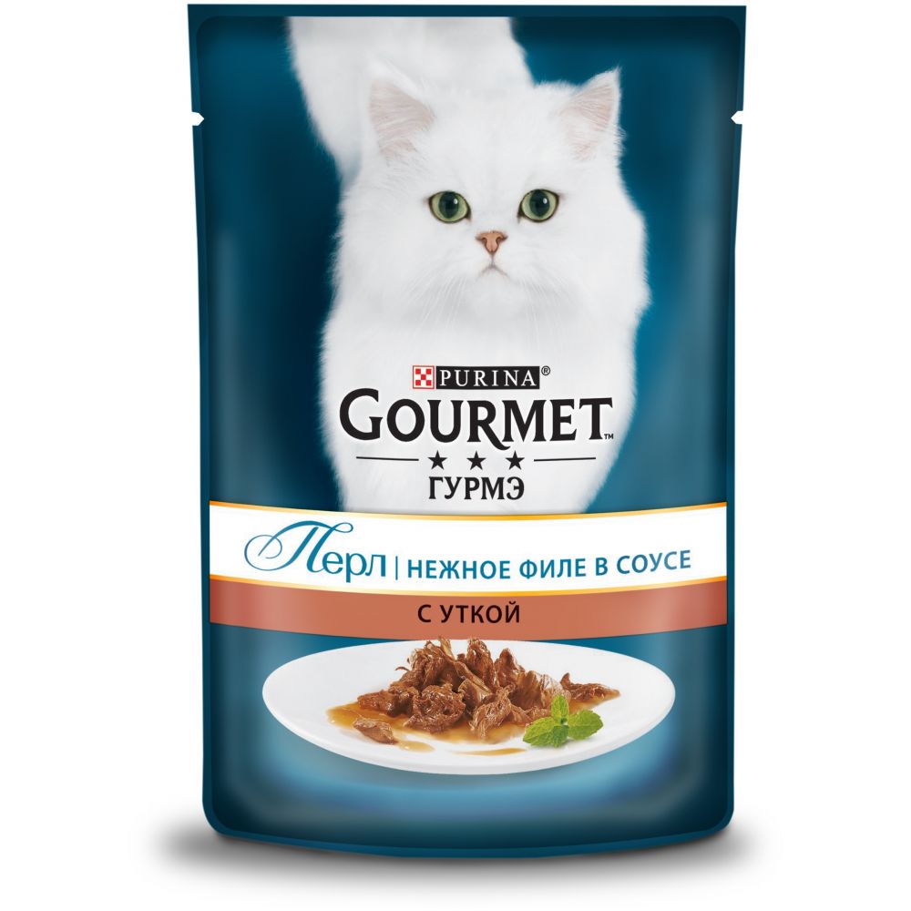 фото Влажный корм для кошек gourmet perle, нежное филе в соусе с уткой, 85г