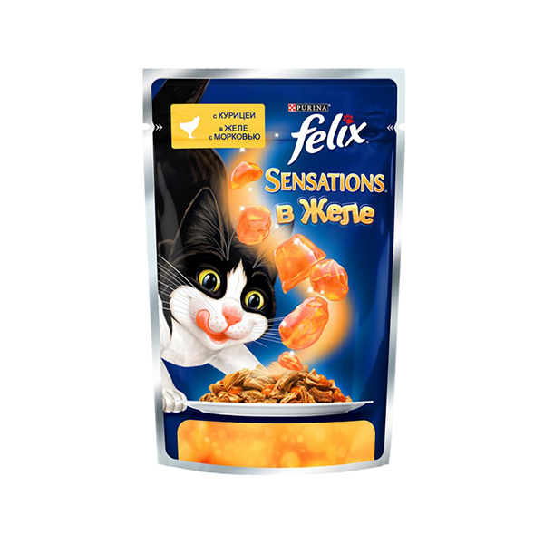 фото Влажный корм для кошек felix sensation, курица, морковь, 85г