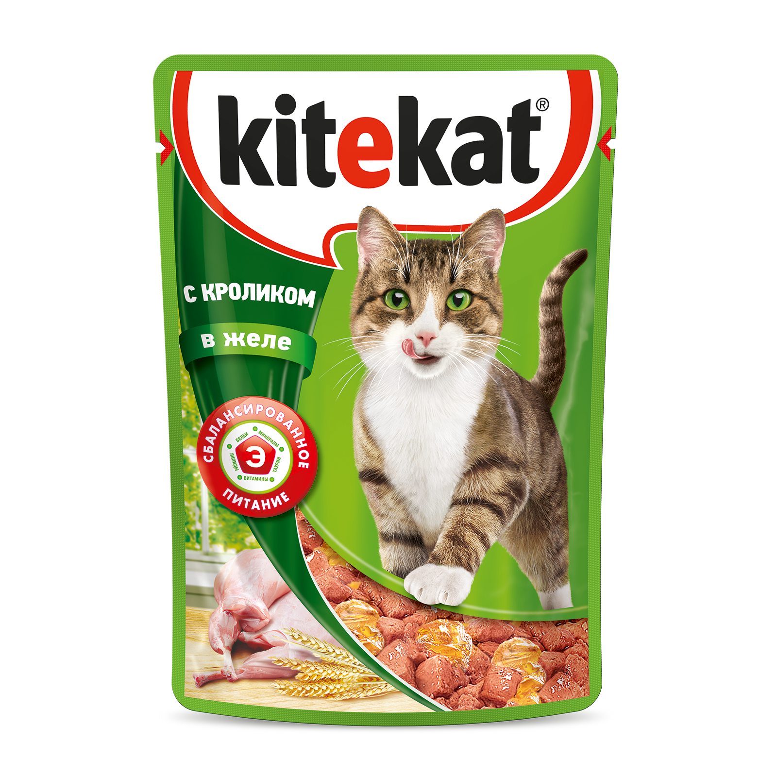 Влажный корм для кошек Kitekat, с кроликом в желе, 85г
