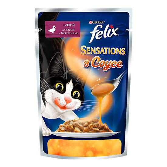 фото Влажный корм для кошек felix sensation, утка, морковь, 85г