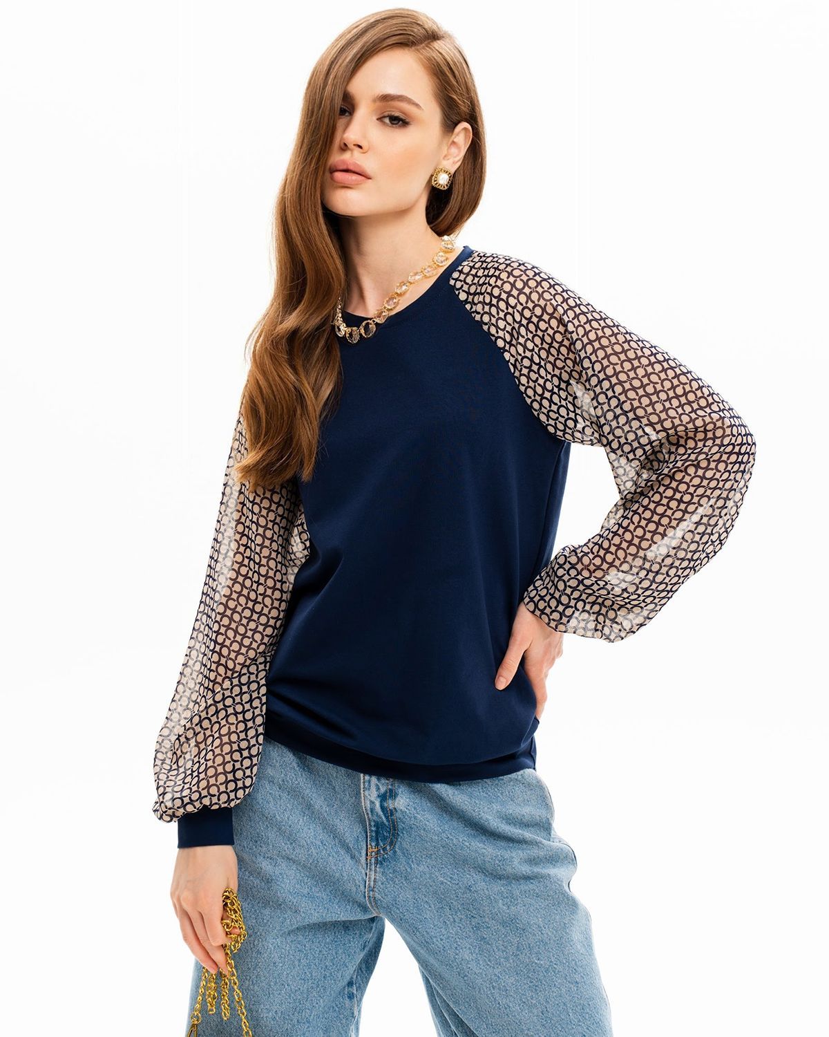 

Свитшот женский SAHAR Art lab O71.6 синий 48 RU, O71.6