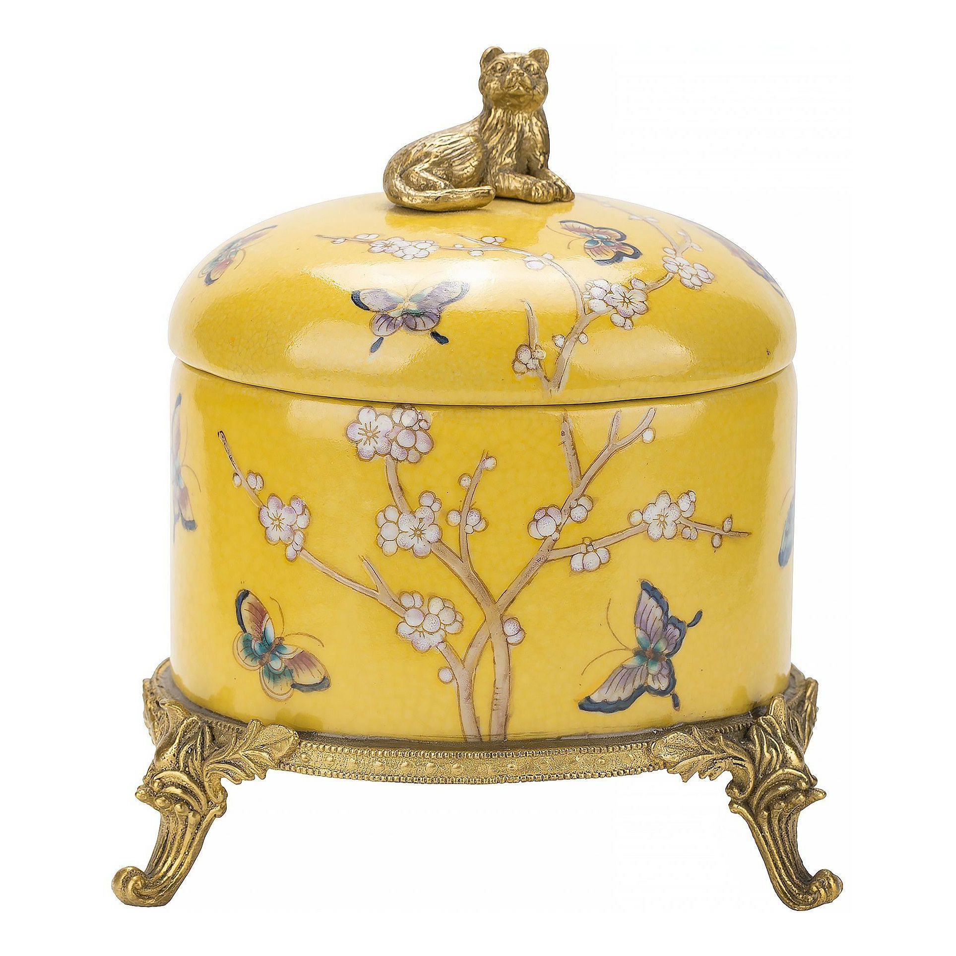

Шкатулка Glasar с кошечкой 12x12x14 см желтая, Желтый