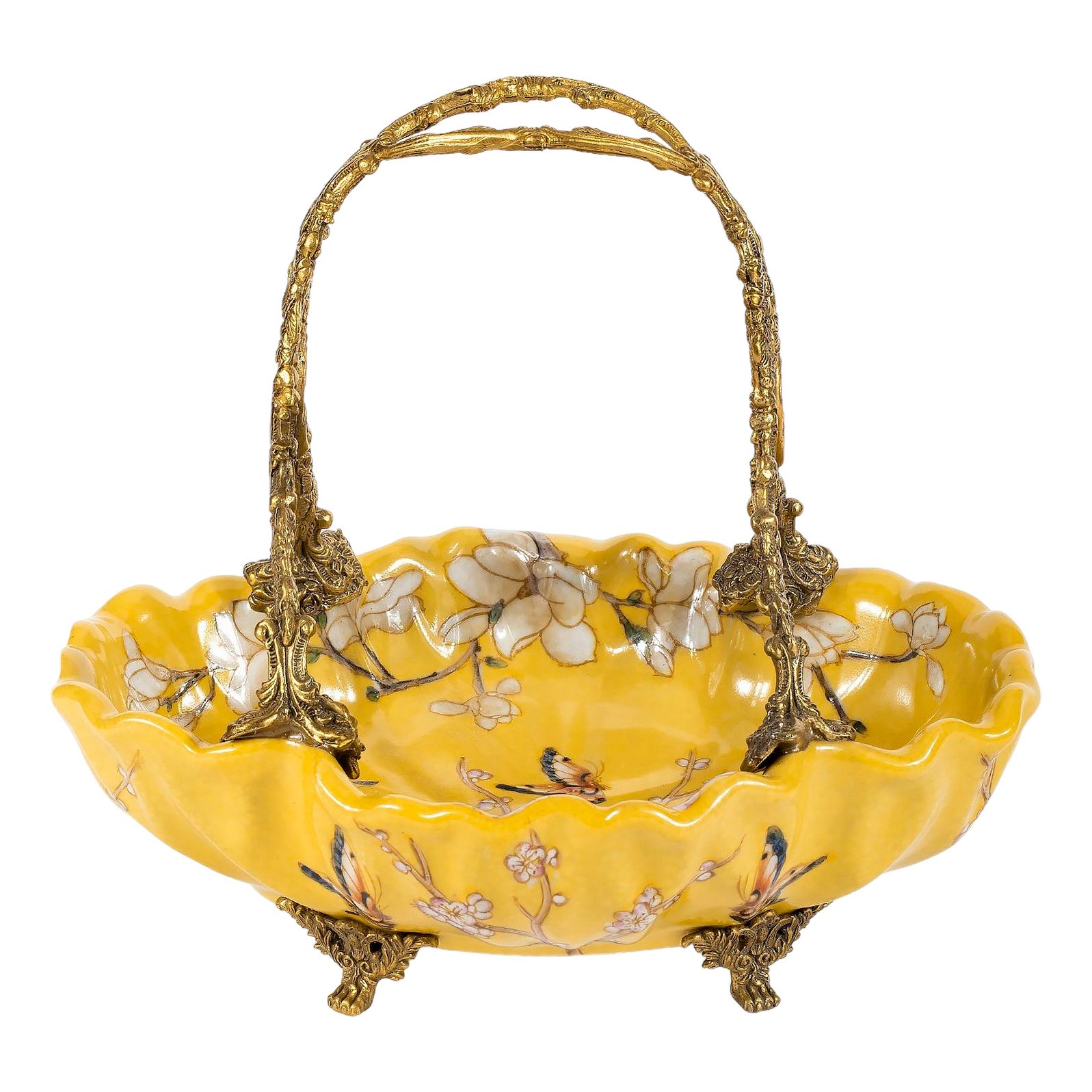 

Декоративная корзина Glasar на ножкаx 21x17x19 см желтая