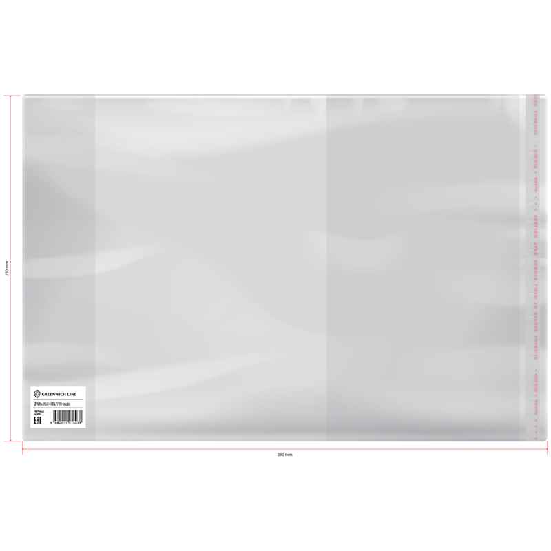 

Обложка 250*380 для учебников, универсальная с липким слоем, Greenwich Line, ПП 90мкм, Ш, Прозрачный