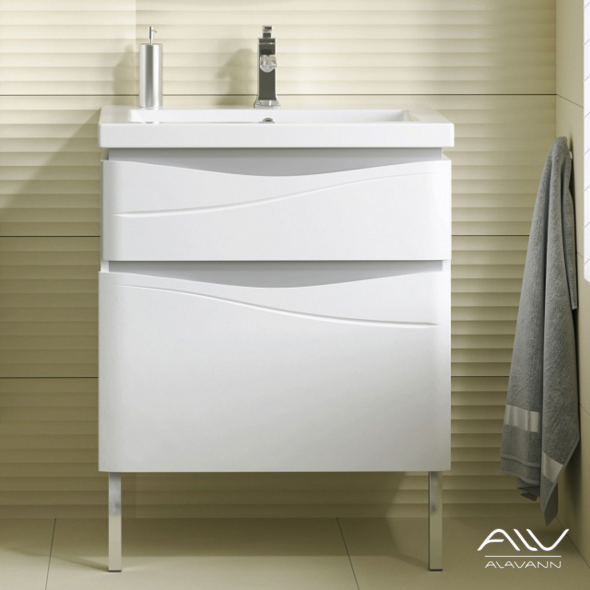 

Тумба с раковиной Alavann Silvia 70 белый глянец, Silvia 70