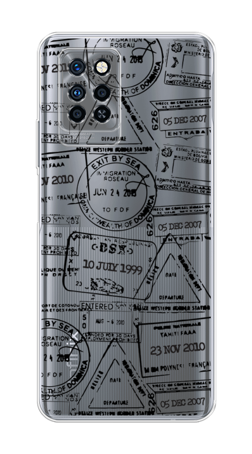 

Чехол на Infinix Note 10 Pro "Visa stamps 2", Белый;черный;серый, 3100150-2