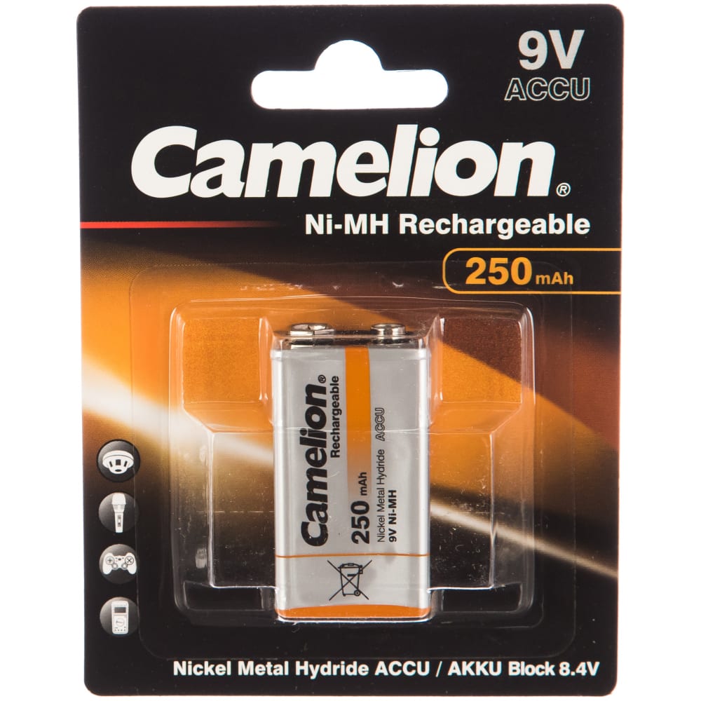 зарядное устройство для аккумуляторов 1000 ма·ч 4аа ааа таймер индикатор camelion bc 1007 9255 Аккумулятор Camelion NH-9V250BP1 AA, 1,2V, 1 шт.