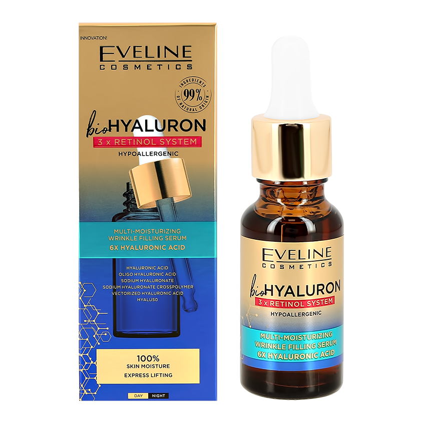 фото Сыворотка для лица eveline biohyaluron 3xretinol system 18 мл