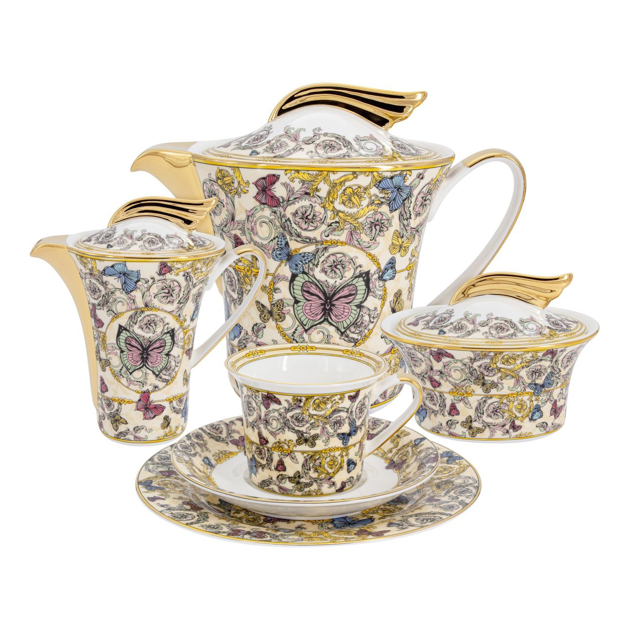 Чайный сервиз Royal Crown Бабочки 6 персон 21 предмет