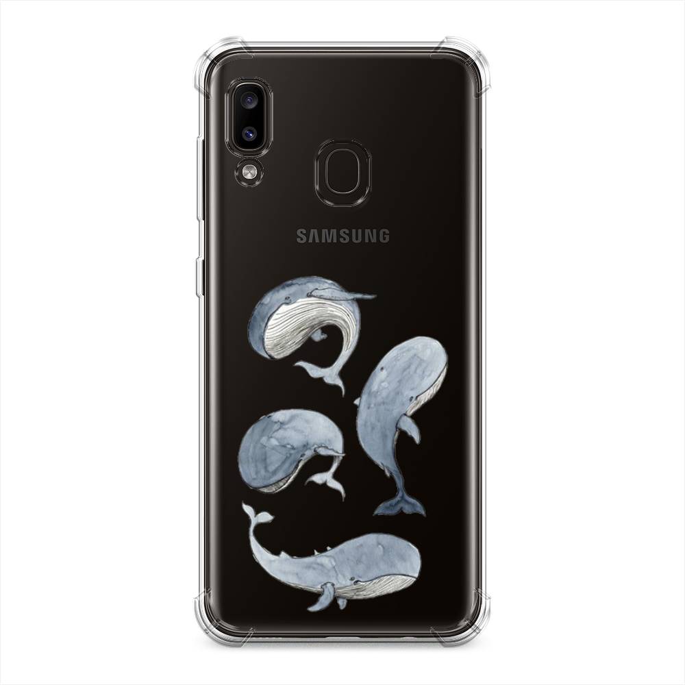 фото Противоударный силиконовый чехол "киты" на samsung galaxy a20 awog