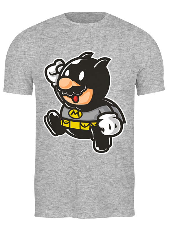

Футболка мужская Printio Batman x mario серая L, Серый, Batman x mario