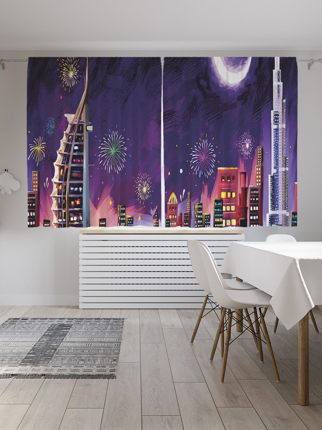 

Классические шторы JoyArty "Город при луне", серия Oxford DeLux, 2 полотна 145x180 см, Город при луне