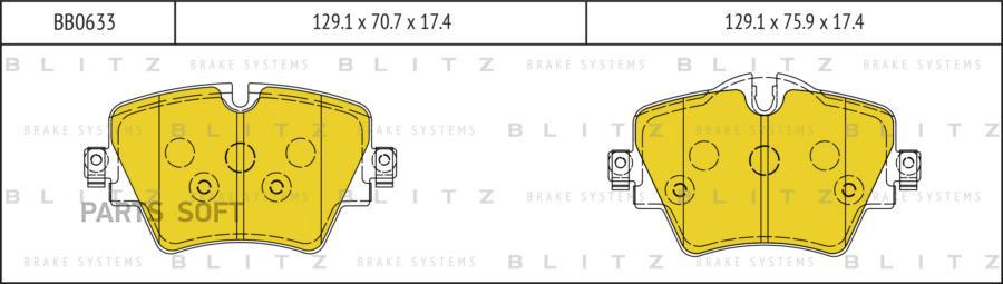 Тормозные колодки BLITZ передние дисковые bb0633