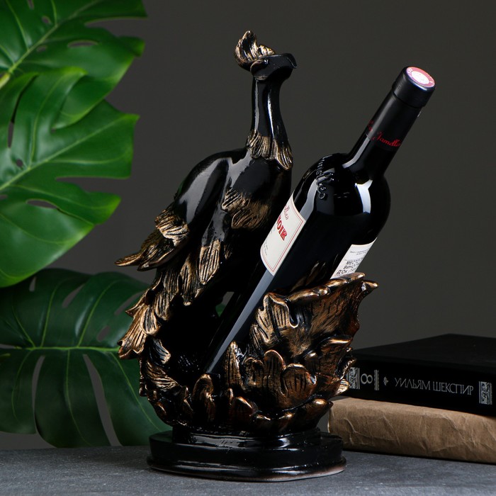 Подставка под бутылку Хорошие сувениры Павлин, черная, 16х14х37см (2000042840013)