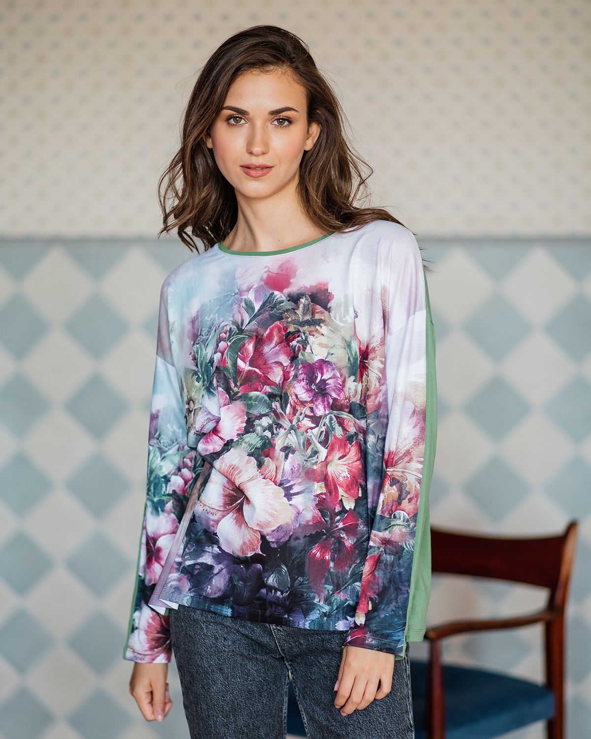 

Лонгслив женский SAHAR Art lab O61.7 зеленый 44 RU, O61.7