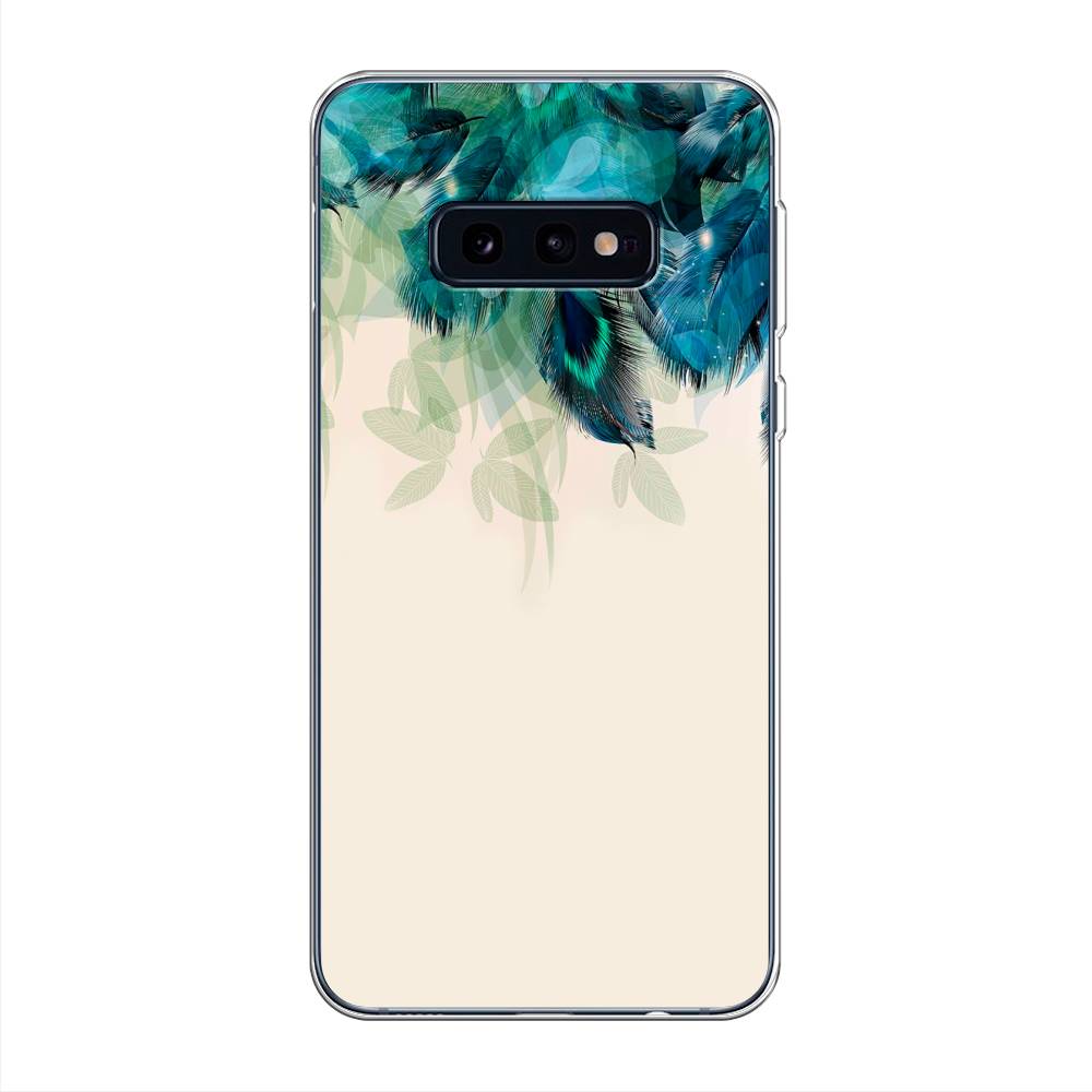 фото Силиконовый чехол "перья голубого цвета" на samsung galaxy s10e awog