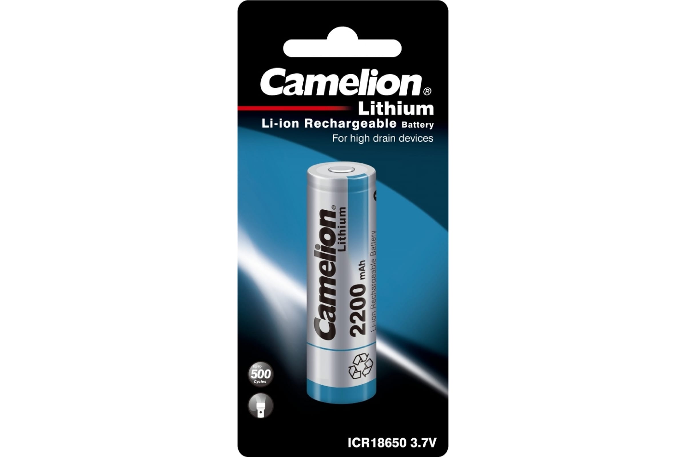 Camelion ICR18650 2200 mah ICR18650F-22BP1, аккумулятор, 3.7 V, Li-Ion/ LiCoO2 14720